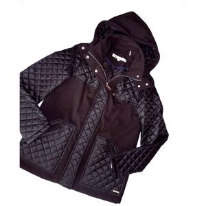 KENNETH  COLE‎ new York women's Black soft shell JACKET hooded SMALL S